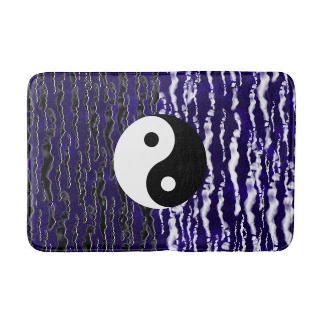 Yin Yang Blue Tranquility Zen Energy Bath Mat (Front)