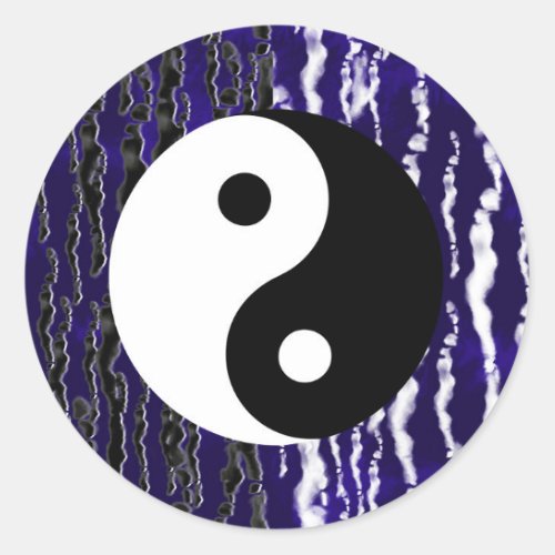 Yin Yang Blue Tranquility Zen Energy Chi Party Classic Round Sticker