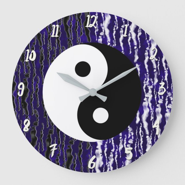 Yin Yang Blue Tranquility Zen Energy Large Clock (Front)