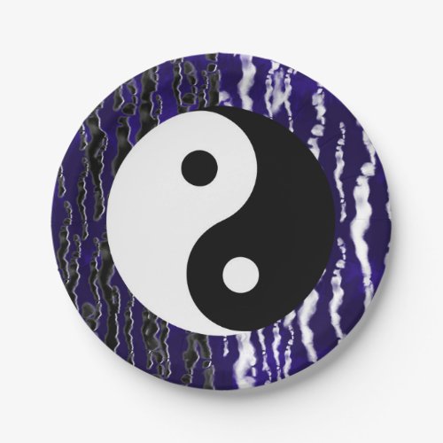 Yin Yang Blue Tranquility Zen Energy Party Paper Plates