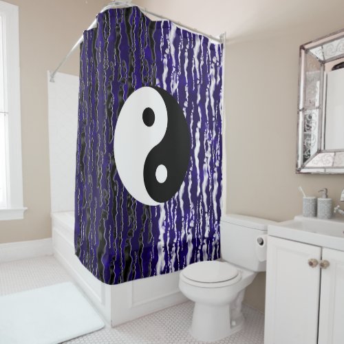 Yin Yang Blue Tranquility Zen Energy Shower Curtain