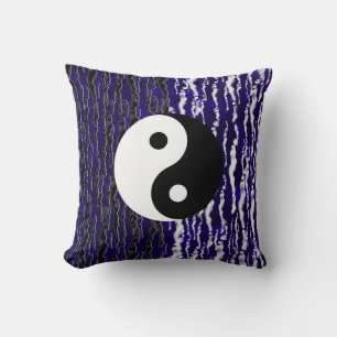 Yin Yang Blue Tranquility Zen Energy Throw Pillow