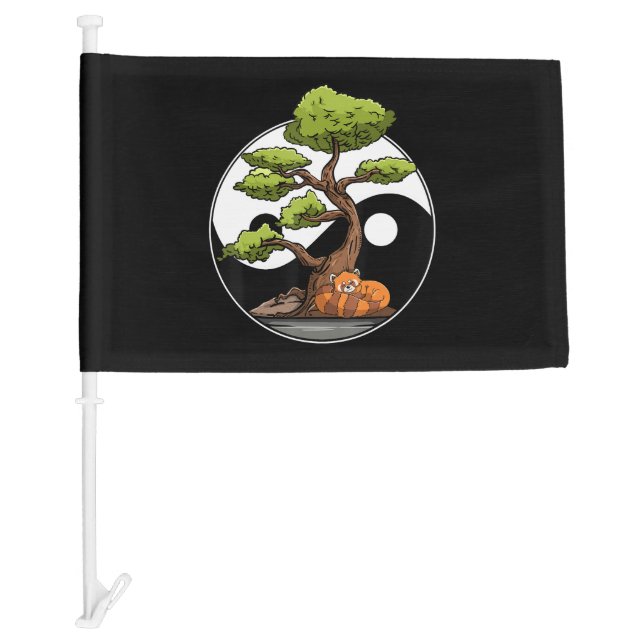 Yin Yang Bonsai Tao Taoism Spiritual Zen Meditate Car Flag (Front)