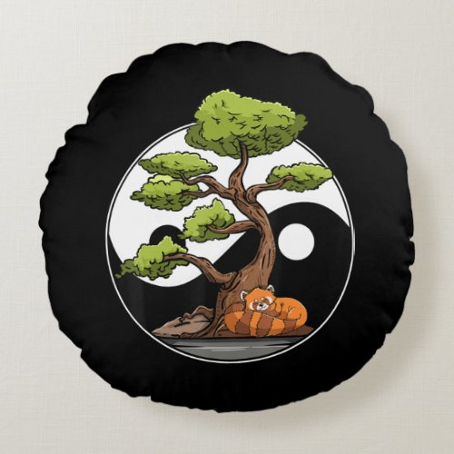 Yin Yang Bonsai Tao Taoism Spiritual Zen Meditate Round Pillow