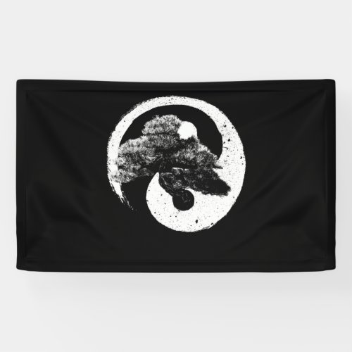 Yin Yang Bonsai Tree Buddhist Zen Japanese Banner