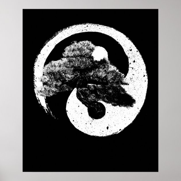 Yin Yang Bonsai Tree Buddhist Zen Japanese Poster | Zazzle