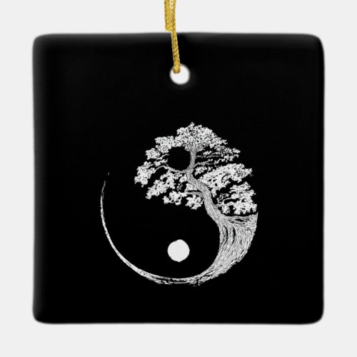 Yin Yang Bonsai Tree Japanese Buddhist Zen Ceramic Ornament