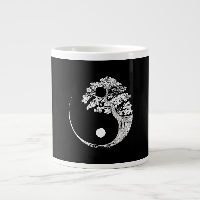 Yin Yang Bonsai Tree Japanese Buddhist Zen Giant Coffee Mug (Front)