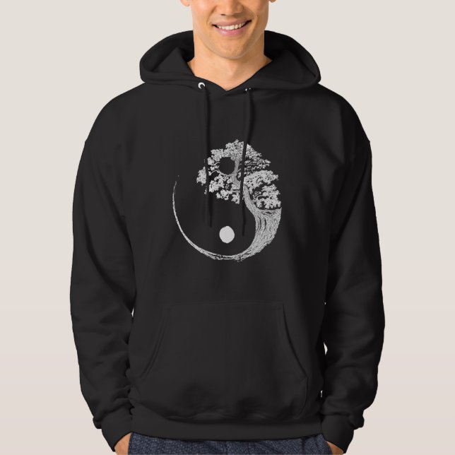 Yin Yang Bonsai Tree Japanese Buddhist Zen Hoodie (Front)