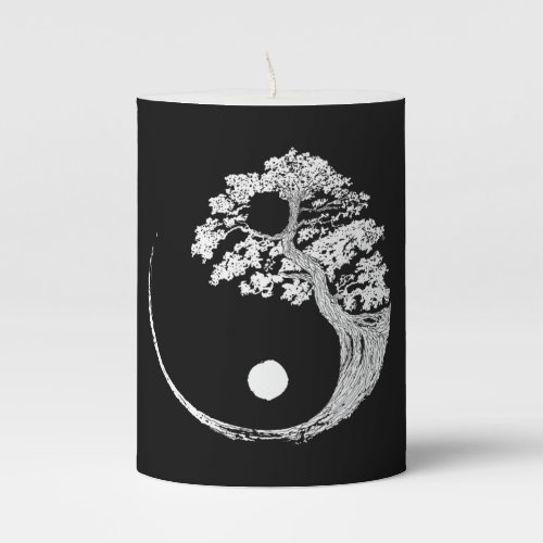 Yin Yang Bonsai Tree Japanese Buddhist Zen Pillar Candle