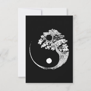 Yin Yang Bonsai Tree Japanese Buddhist Zen RSVP Card