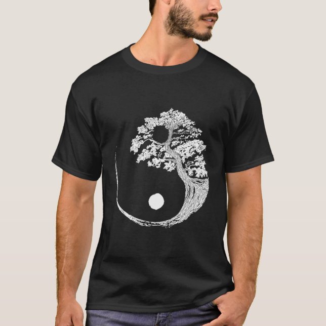 Yin Yang Bonsai Tree Japanese Buddhist Zen T-Shirt (Front)