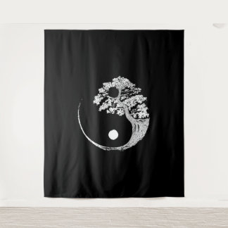 Yin Yang Bonsai Tree Japanese Buddhist Zen Tapestry