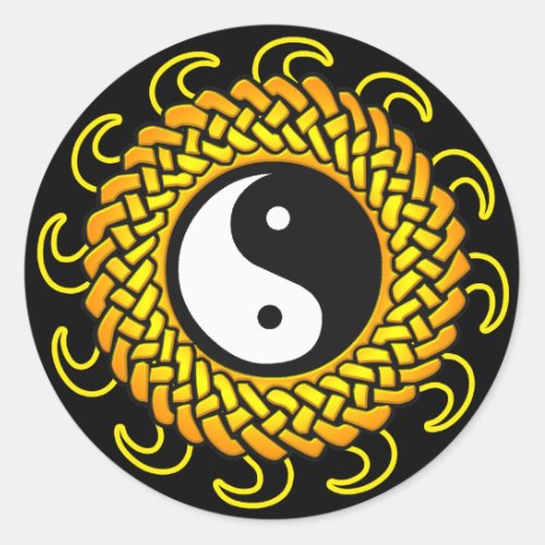 Yin Yang Braided Sun Classic Round Sticker