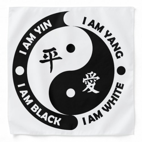 Yin Yang Brotherly Love Black White Peace Bandana