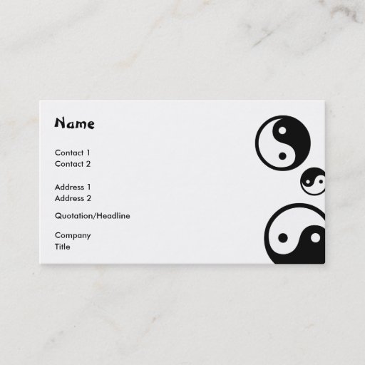 Customizable Yin Yang Business Cards