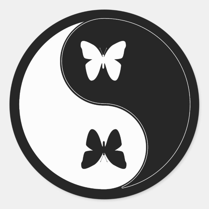 Yin Yang Butterfly Classic Round Sticker | Zazzle.com