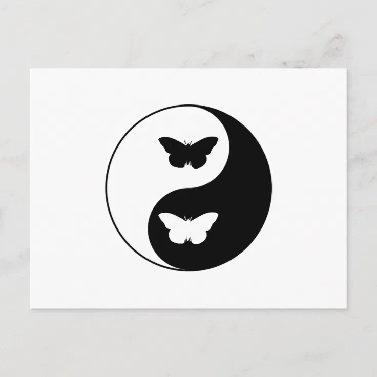 Yin Yang Butterfly Postcard | Zazzle