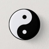 YING YANG Novelty Button Pinback Badge 1" Black & White 