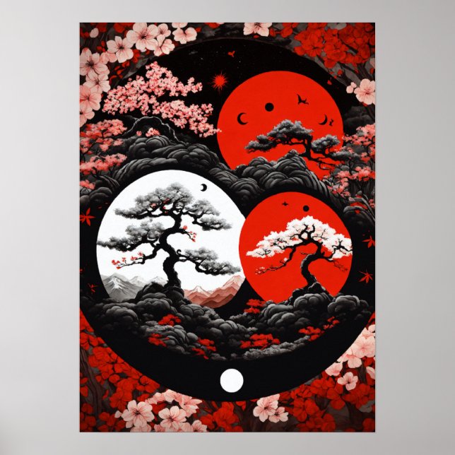 "Yin & Yang Canopy: Japanese Forest Ink Logo" Poster (Front)