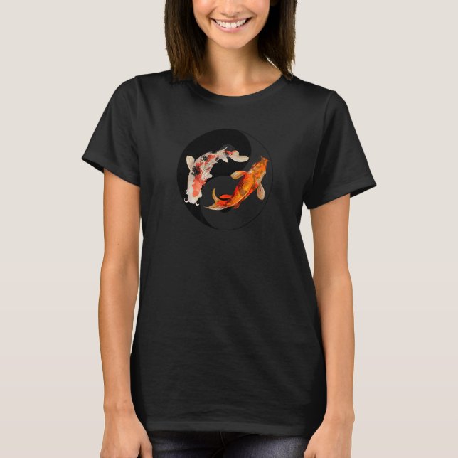 Yin Yang Carp Balance Taijitu Japanese Nishikigoi  T-Shirt (Front)
