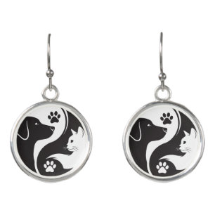 Yin Yang Cat and Dog Earrings - Harmony Pet Lovers