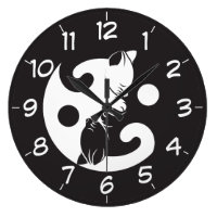 Yin Yang Cat Black and White Novelty Large Clock