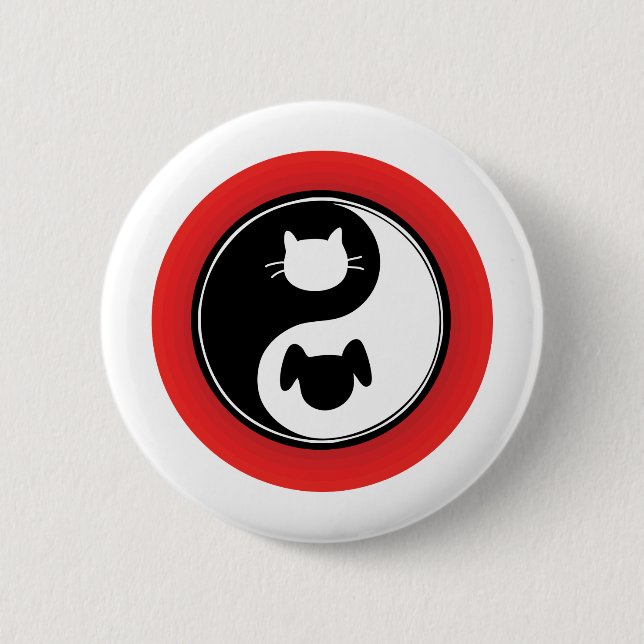 Yin Yang Cat Dog Button (Front)