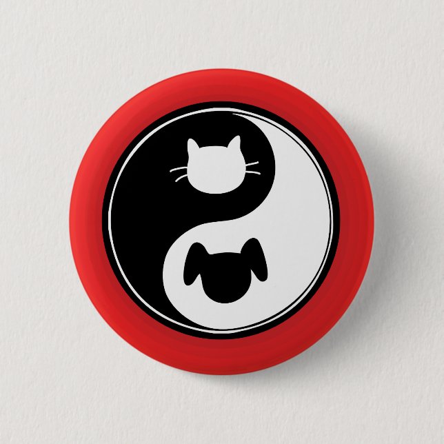 Yin Yang Cat Dog Button (Front)