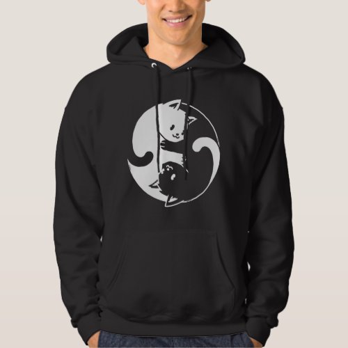 Yin Yang Cat I Love Cats Gift for Cat Lover Yoga C Hoodie