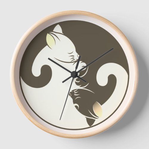 Yin Yang Cat Symbol Clock