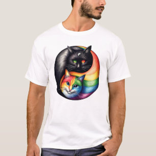 Yin Yang Cat Transgender Pride LGBT Gay Lesbian 2 T-Shirt