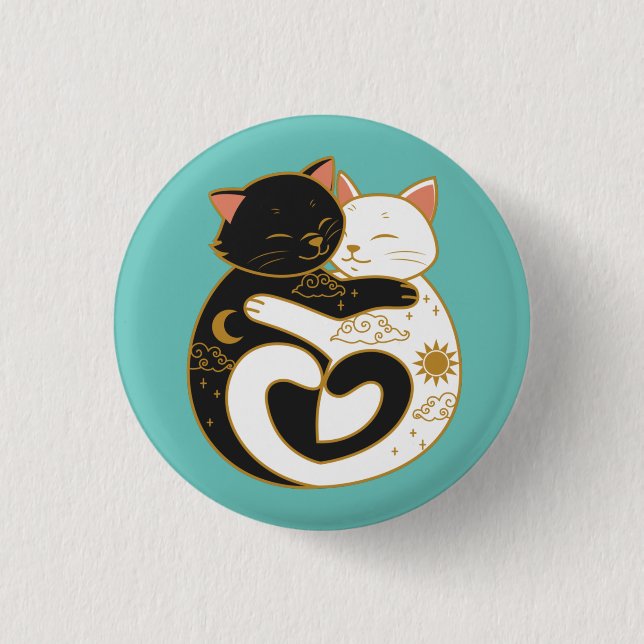 Yin Yang Cats  Button (Front)