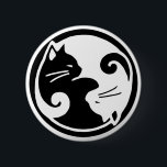 Yin Yang Cats Button<br><div class="desc">Japanese inspired art for Tao of Meow - two ying yang cats!</div>