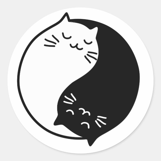 Yin Yang Cats Classic Round Sticker (Front)