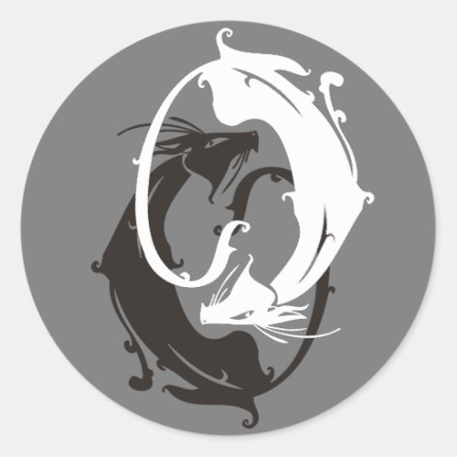 Yin Yang Cats Classic Round Sticker