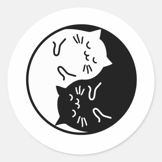 Yin Yang Cats Classic Round Sticker (Front)