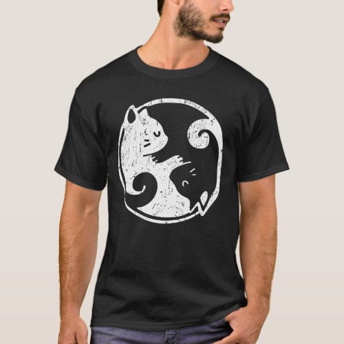 Yin Yang Cats Cute Kawaii Cat Lover Yoga Gift T_Shirt
