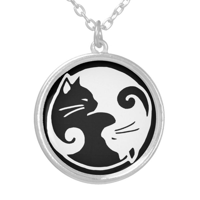 Yin Yang Cats Medium Round Necklace (Front)