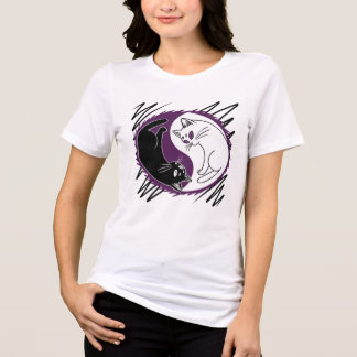 Yin Yang Cats T-Shirt | Asexual Ace Pride Flag Tri-Blend Shirt