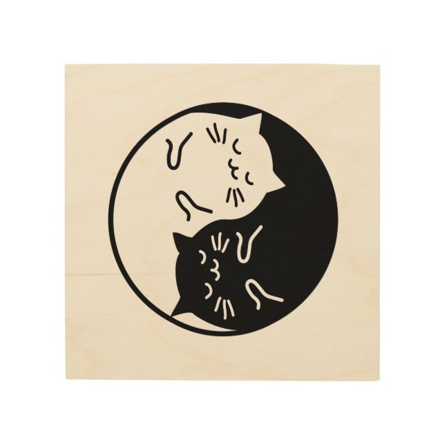 Yin Yang Cats Wood Wall Art (Front)