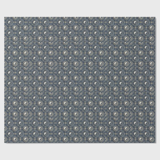 Yin Yang Celestial Harmony Mandala Design Pattern Wrapping Paper (Flat)