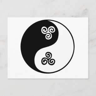 Yin Yang Celtic Tri Spiral Postcard