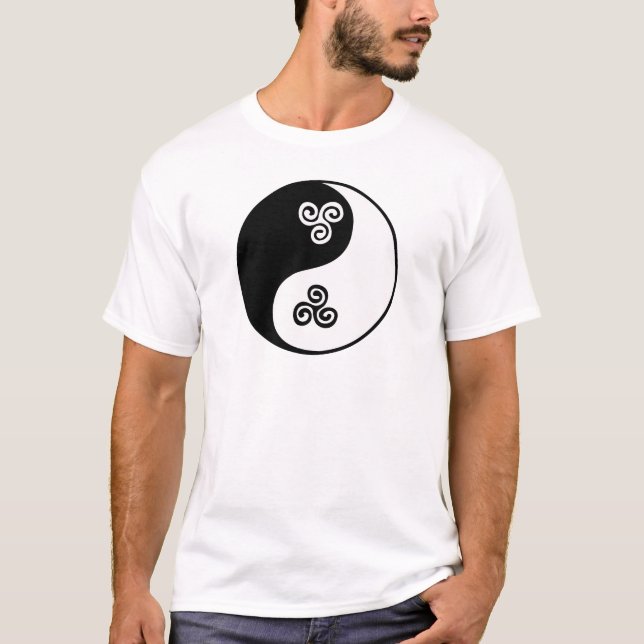Yin Yang Celtic Tri Spiral T-Shirt (Front)