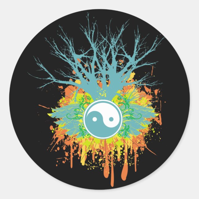 Yin Yang Chaos Classic Round Sticker (Front)