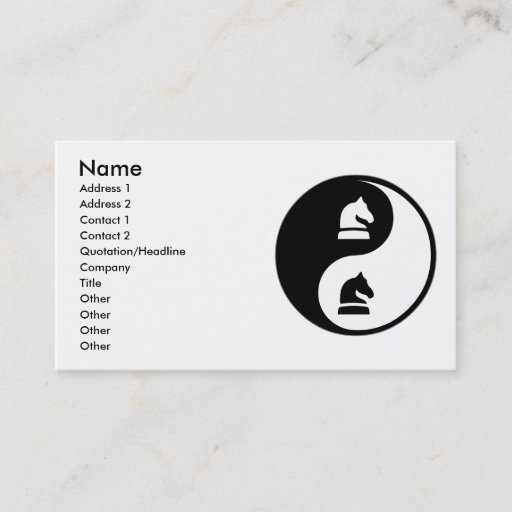 Customizable Yin Yang Chess Business Card Templates