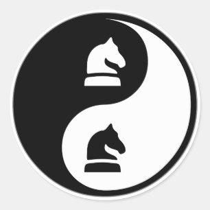 Yin Yang Chess Classic Round Sticker