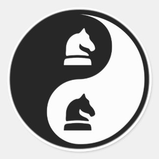 Yin Yang Chess Classic Round Sticker