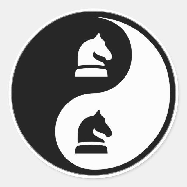 Yin Yang Chess Classic Round Sticker (Front)