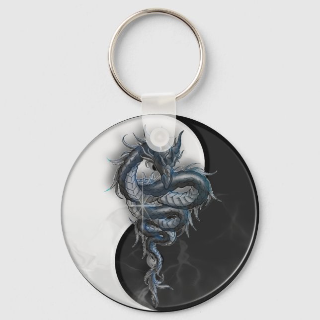 Yin Yang Chinese Dragon Keychain (Front)